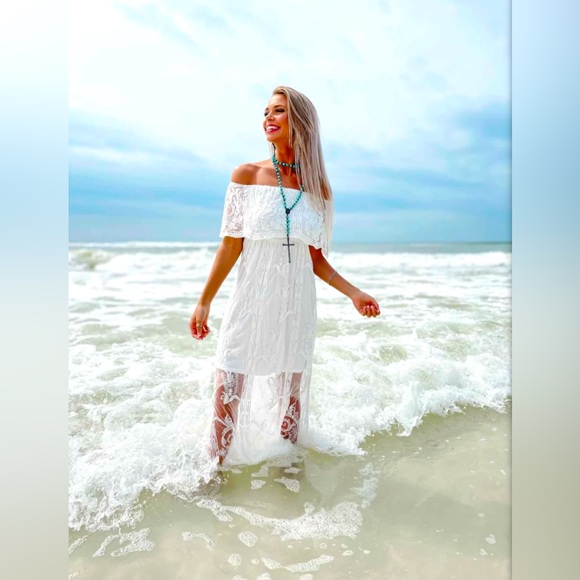 NWT Boho meet’s Romance Ivory Off Shoulder Ivory Dress |Size Small - Picture 3 of 4